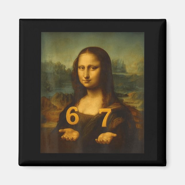 Imã 6 7 Six Seven Meme 67 Funny Mona Lisa Gen Z Alpha  (Frente)