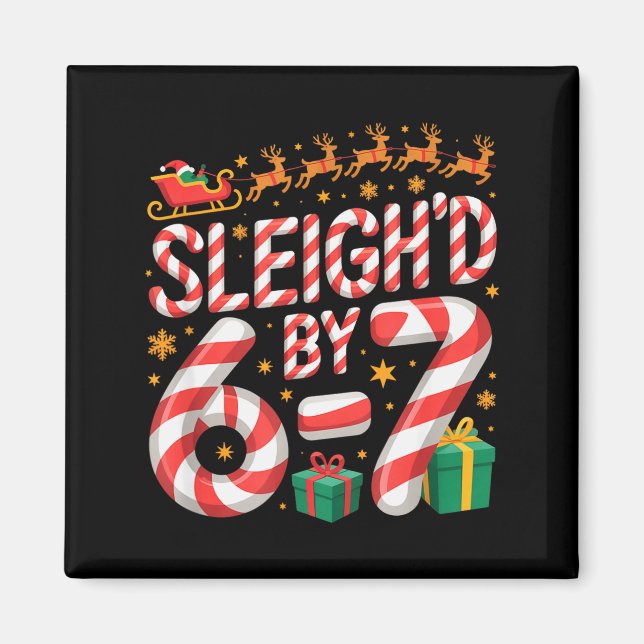 Imã 6-7 Suéter Feio de Natal Seis Sete Xmas 67 Meme  (Frente)