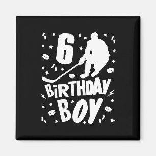 Imã 6 Birthday Boy Ice Hockey Kids 6 Anos Festa
