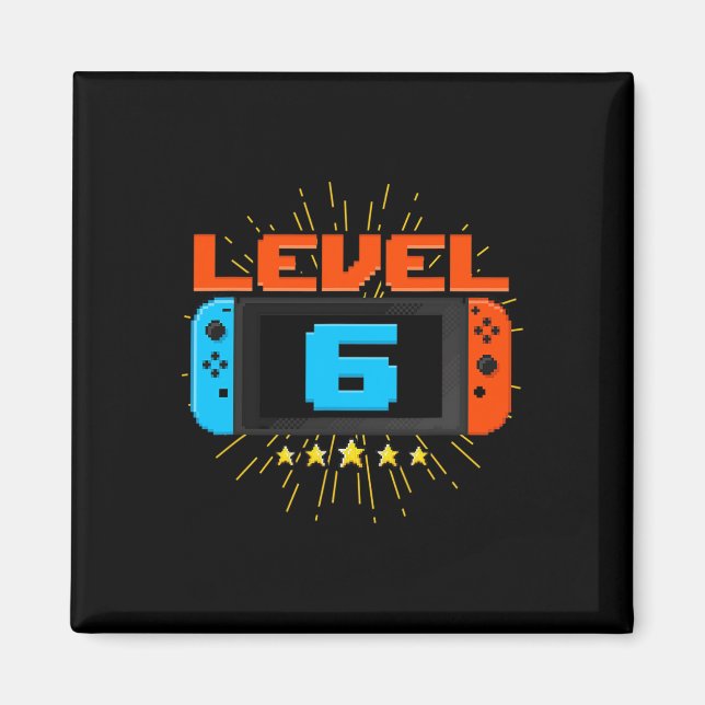 Imã 6 Birthday Boy Level 6 Unlocked Video Game 6 Yea (Frente)