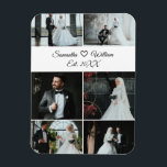 Ímã 6 Colagem de Casamento Personalizado de Foto com N<br><div class="desc">Celebre seu dia especial com este elegante ímã de colagem de casamento de 6 fotos. Personalize-o com as suas próprias fotos, os nomes do casal e a data do casamento para criar uma manutenção significativa ou um favor de casamento ponderado. Recursos: - Seis marcadores de fotos personalizáveis - Texto editável...</div>