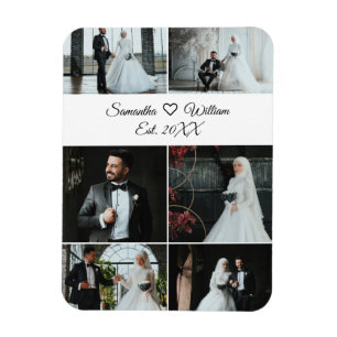 Ímã 6 Colagem de Casamento Personalizado de Foto com N