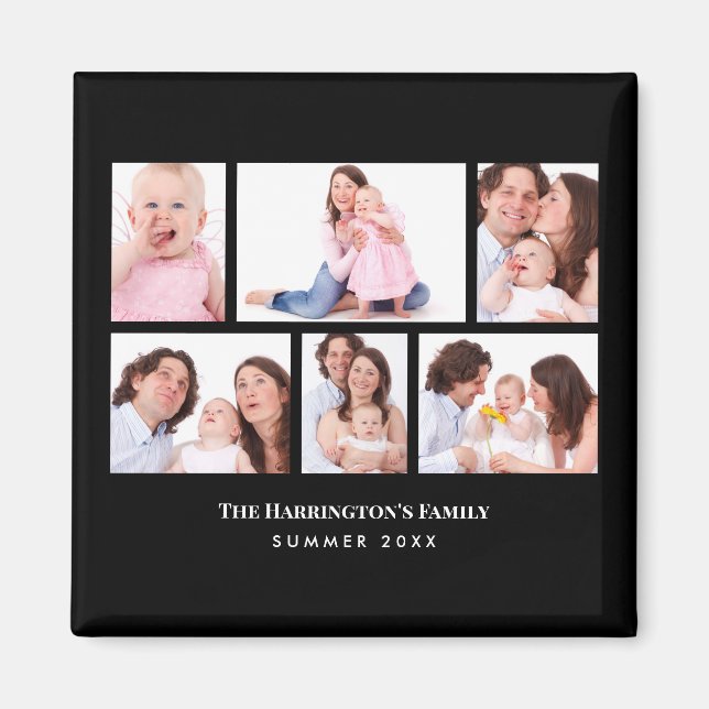 Imã 6 Seções Fotografias Pretas Personalizadas (Frente)