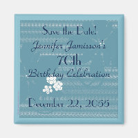 70 Birthday Salve a data Blue Floral Magnet