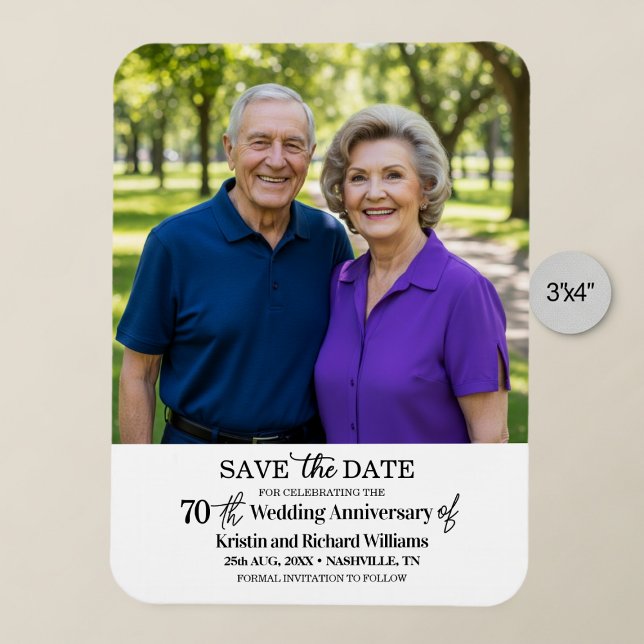 Ímã 70th Wedding Anniversary Save the Date Photo (Criador carregado)