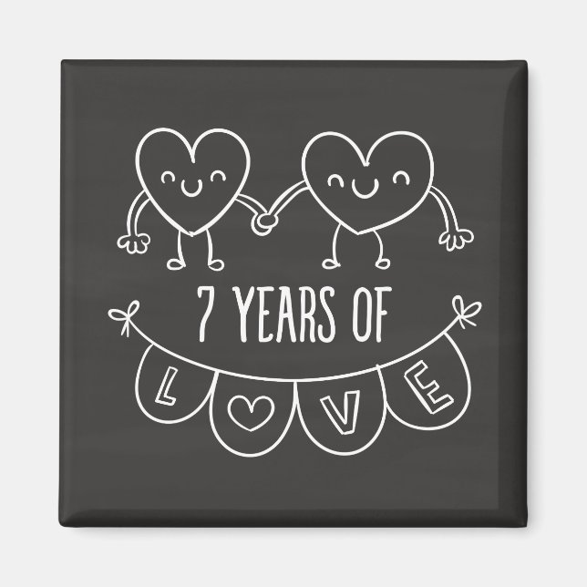 Imã 7 Anniversário Gift Chalk Hearts (Frente)