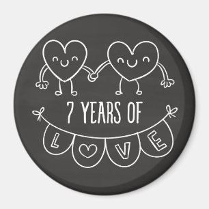 Imã 7 Anniversário Gift Chalk Hearts