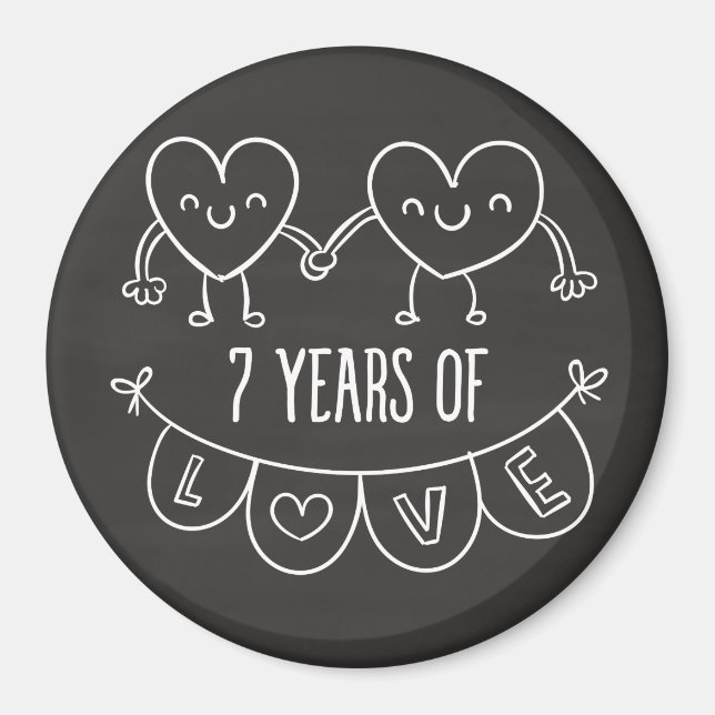 Imã 7 Anniversário Gift Chalk Hearts (Frente)