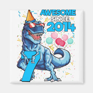 Imã 7 Birthday Dinossaur 7 Anos Crianças Incríveis