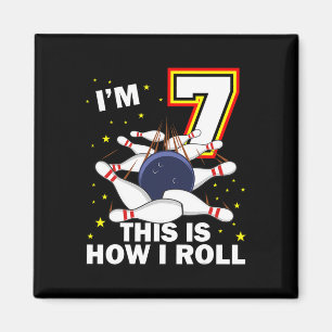 Imã 7 Boliche de aniversário Eu tenho 7 anos Mães engr