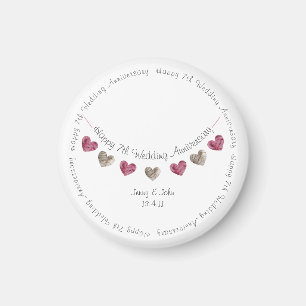 Imã 7th wedding anniversary wool heart bunting magnet