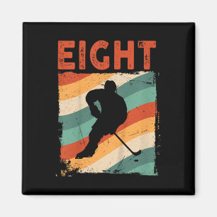 Imã 8º Aniversário Retro Hockey com Oito Anos Menina