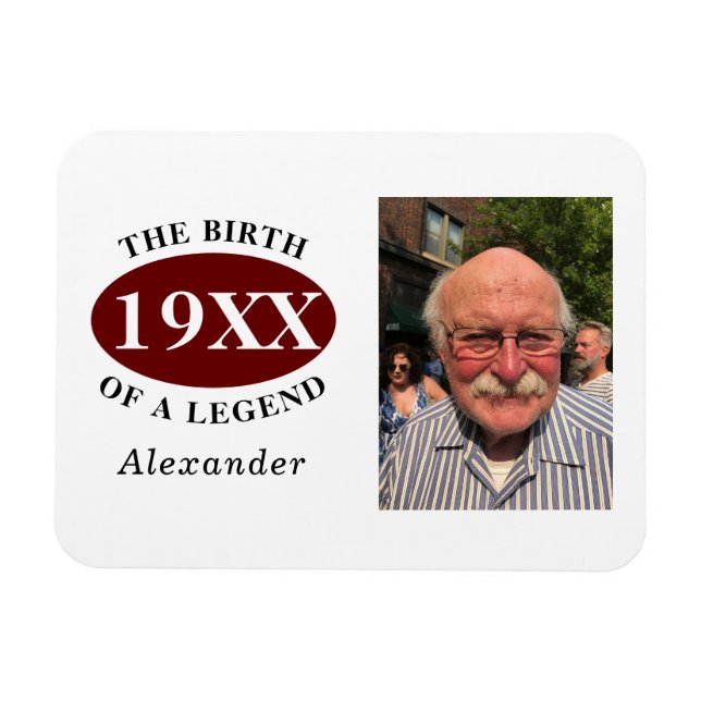 Ímã 80 Aniversário Modelo De Foto Nascido De Uma Legen (Horizontal)