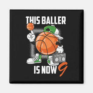Imã 9º Aniversário Jogador de Basquete Divertido 9 Ano