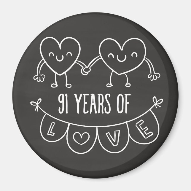 Imã 91ruas Aniversário Gift Chalk Hearts (Frente)