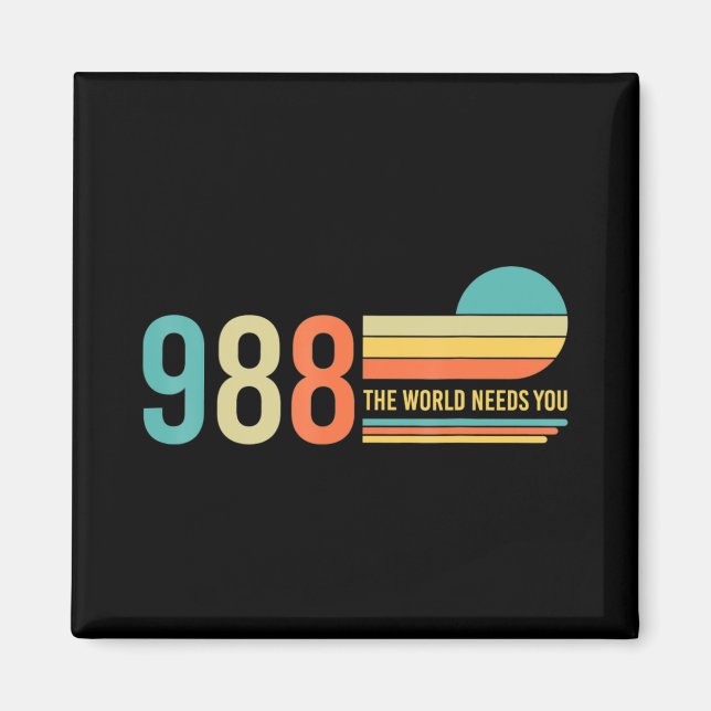Imã 988 Hotline He World Needs You Mental Retro Health (Frente)