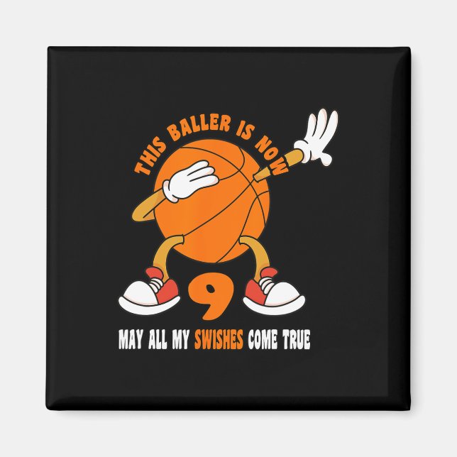 Imã 9 anos Feliz 9.º aniversário Bysketbyll 9.º aniver (Frente)