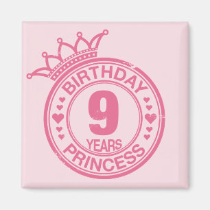 Imã 9 anos - princesa do aniversário - rosa