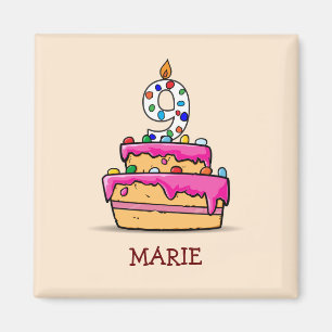 Imã 9 de aniversário, 9 de bolo rosa doce