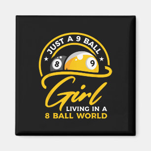 Imã 9 Garota Vivendo Em 8 Ball World Piscina Snooker B