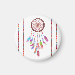 Imã A aguarela pintado mão Dreamcatcher perla a pena