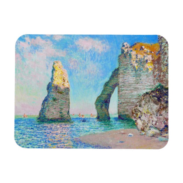 Ímã A Agulha de Rock e o Porte d'Aval Claude Monet (Horizontal)