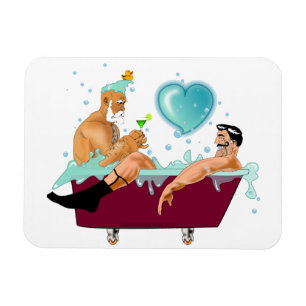 Ímã A artística de SlipperyJoe dois gay homens banhei
