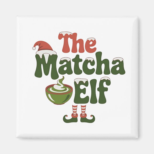 Imã A Bebida Mágica de Natal do Elfo Matcha (Frente)