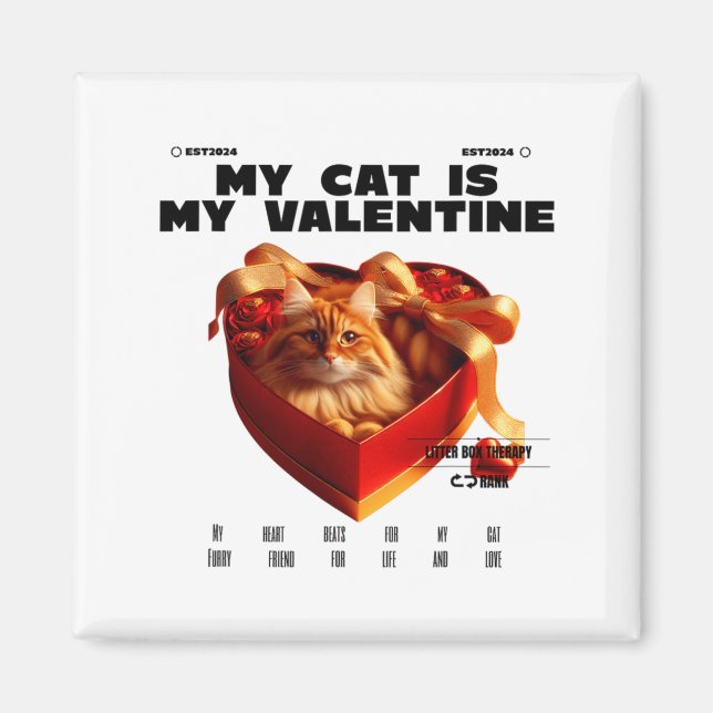Imã A Cat In The Box Therapy Happy Valentine Day Funny (Frente)