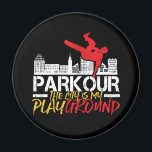 Imã A cidade é o meu Parkour de Playground e Freerunni<br><div class="desc">A cidade é a minha área de jogo. Design engraçada e humorística para aqueles que amam Parkour e freerunning. Vintage legal e mercadoria design angustiada para pessoas ao ar livre. Perfeito para aqueles que amam atividades ao ar livre e esportes extremos. presente de Natal e excelente para pai, irmão, filho,...</div>