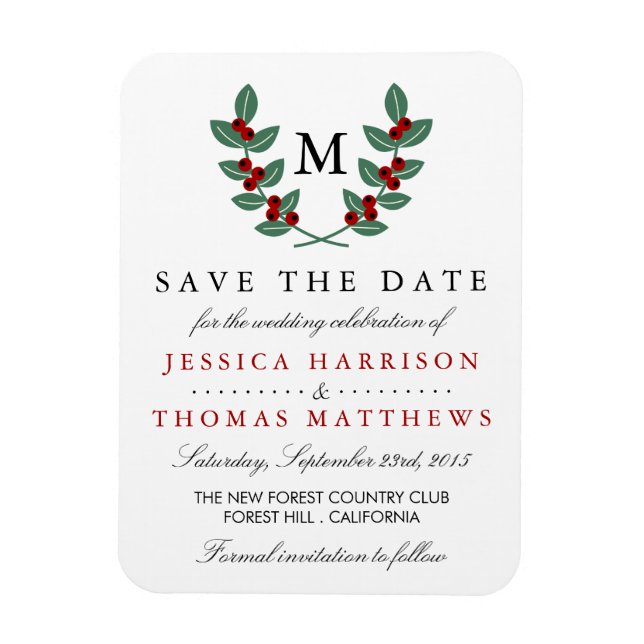 Ímã A Coleção de Casamentos do Monograma Berry Bush (Vertical)