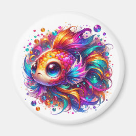 Imã A colorfull chibi-style fish in rainbowcolors 
