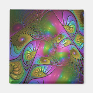 Imã A Colorida Arte Abstrata Fractal Trippy Luminosa