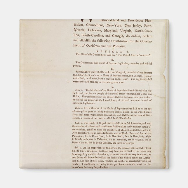 Imã A Constituição dos Estados Unidos, 1787 (Frente)