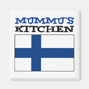Imã A cozinha de Mummu com a bandeira de Finlandia