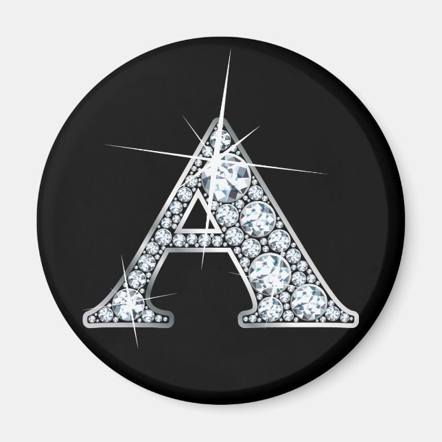 Imã "A" Diamond Bling Impressão Magnet (Frente)
