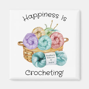 Imã A Felicidade é Crochetar Personalizado