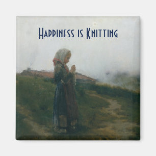 Imã A felicidade está fazendo malha a pintura de uma