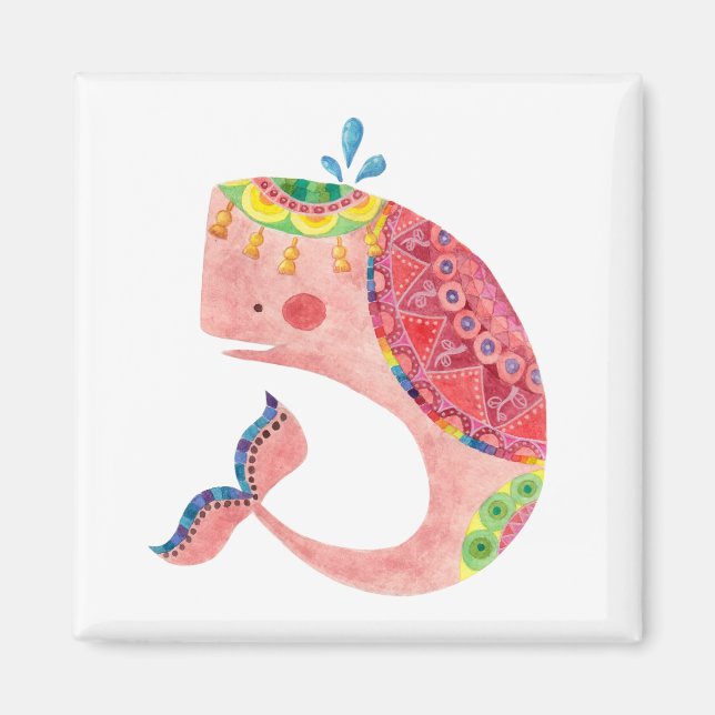 Imã A Feliz Baleia Rosa (Frente)