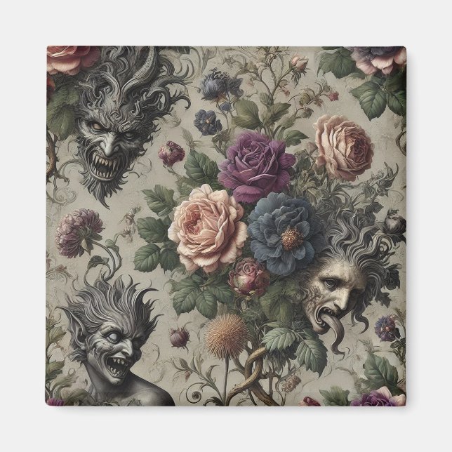 Imã A Festa de aniversário - Floral Vitoriano Gótico (Frente)