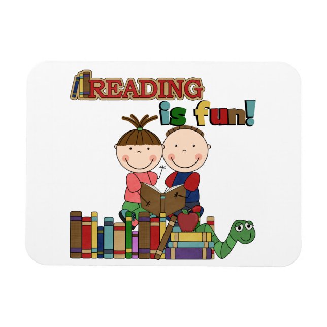 Ímã A figura leitura da vara dos miúdos é divertimento (Horizontal)