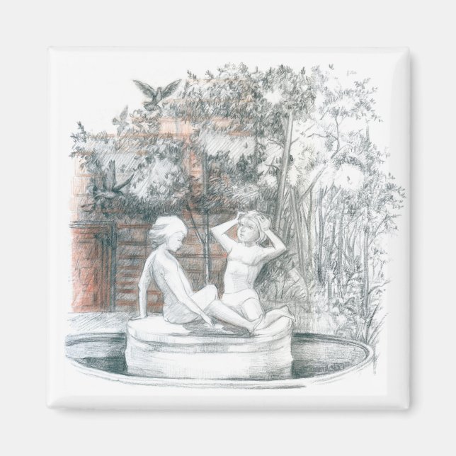 Imã a fonte da cidade com figurinas de meninas (Frente)