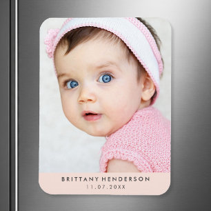 Ímã A foto moderna do bebê cora rosa