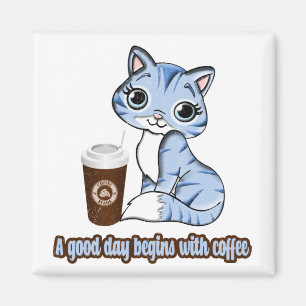 Imã A Good Day Begins With Coffee Cats And Coffee