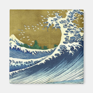 Imã A Grande Onda (Arte Japonesa Azul e Dourada, Hokus