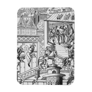 Ímã A hortelã, após um woodcut 'em De l'Institution 