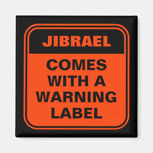 Imã A laranja engraçada vem com etiqueta de advertênci (Frente)