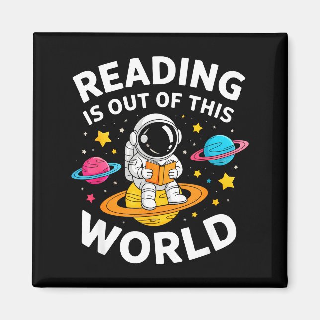 Imã A leitura é um livro espacial de astronauta fora d (Frente)