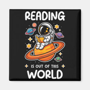 Imã A leitura é um livro espacial de astronauta fora d