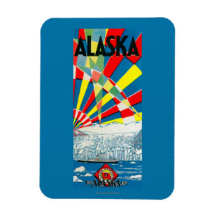 Ímã A linha poster de Alaska do navio a vapor